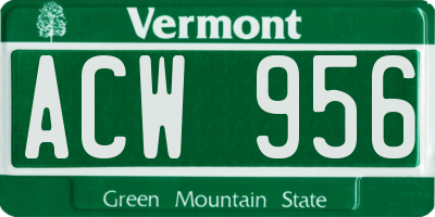 VT license plate ACW956