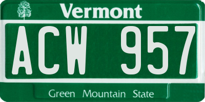 VT license plate ACW957