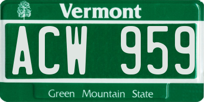 VT license plate ACW959