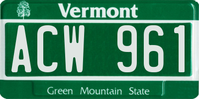 VT license plate ACW961