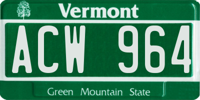VT license plate ACW964