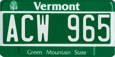 VT license plate ACW965