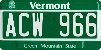 VT license plate ACW966
