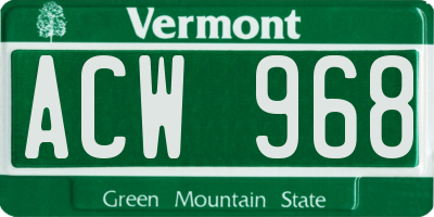 VT license plate ACW968