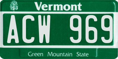 VT license plate ACW969