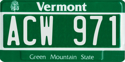 VT license plate ACW971