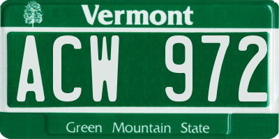 VT license plate ACW972