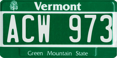 VT license plate ACW973