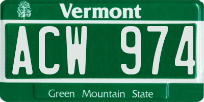 VT license plate ACW974