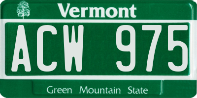 VT license plate ACW975