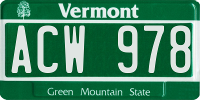 VT license plate ACW978