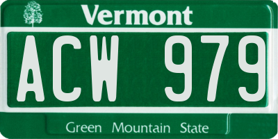 VT license plate ACW979