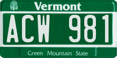 VT license plate ACW981