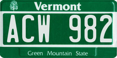 VT license plate ACW982