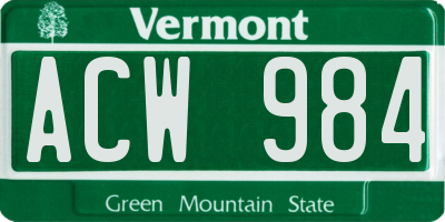 VT license plate ACW984