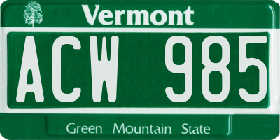 VT license plate ACW985