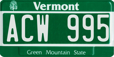 VT license plate ACW995