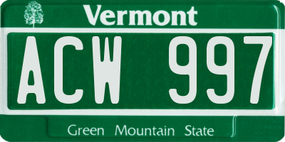 VT license plate ACW997