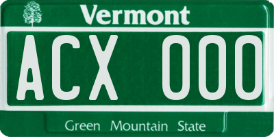 VT license plate ACX000