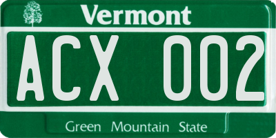 VT license plate ACX002