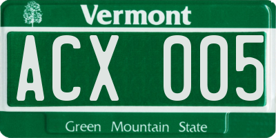 VT license plate ACX005