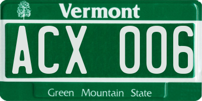 VT license plate ACX006
