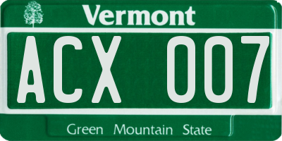 VT license plate ACX007