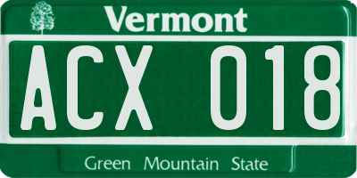 VT license plate ACX018