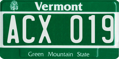 VT license plate ACX019