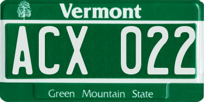 VT license plate ACX022