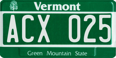 VT license plate ACX025