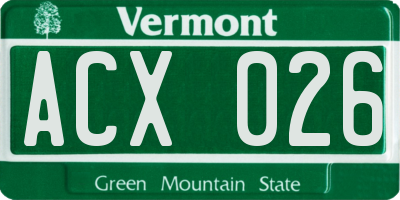 VT license plate ACX026
