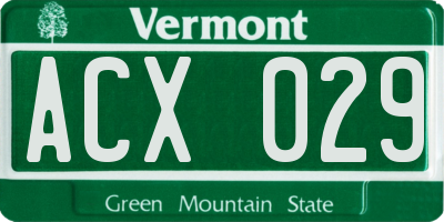 VT license plate ACX029