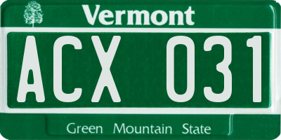 VT license plate ACX031