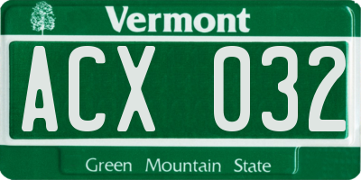 VT license plate ACX032