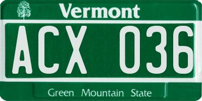 VT license plate ACX036