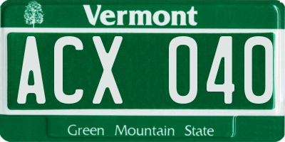 VT license plate ACX040