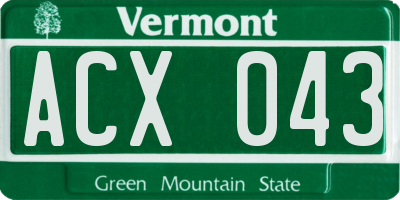VT license plate ACX043