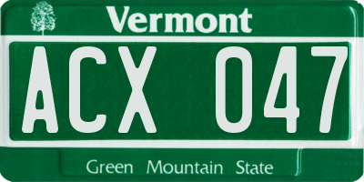 VT license plate ACX047