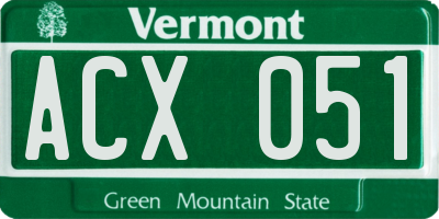 VT license plate ACX051