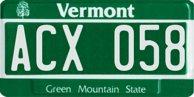 VT license plate ACX058