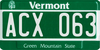 VT license plate ACX063