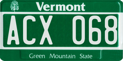 VT license plate ACX068