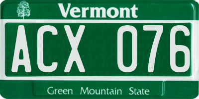 VT license plate ACX076