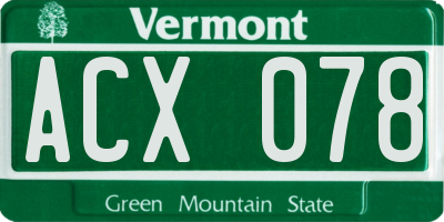 VT license plate ACX078