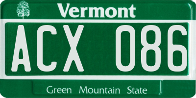 VT license plate ACX086
