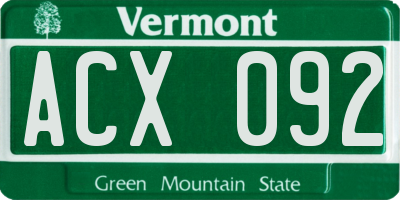 VT license plate ACX092