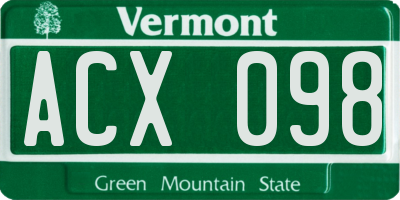 VT license plate ACX098