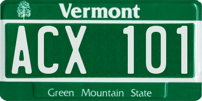VT license plate ACX101