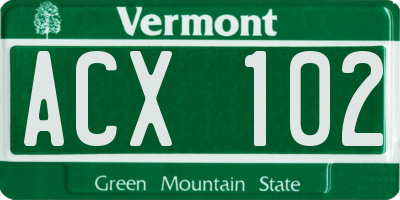 VT license plate ACX102